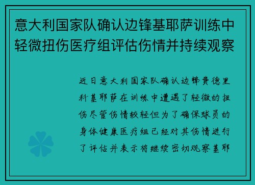 意大利国家队确认边锋基耶萨训练中轻微扭伤医疗组评估伤情并持续观察 意大利国家队确认边锋基耶萨训练中轻微扭伤医疗组评估伤情并持续观察